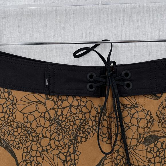 VUORI The Rise Board Shorts Mens 32 Brown Black Floral Swim Trunks Pocket - Picture 7 of 14